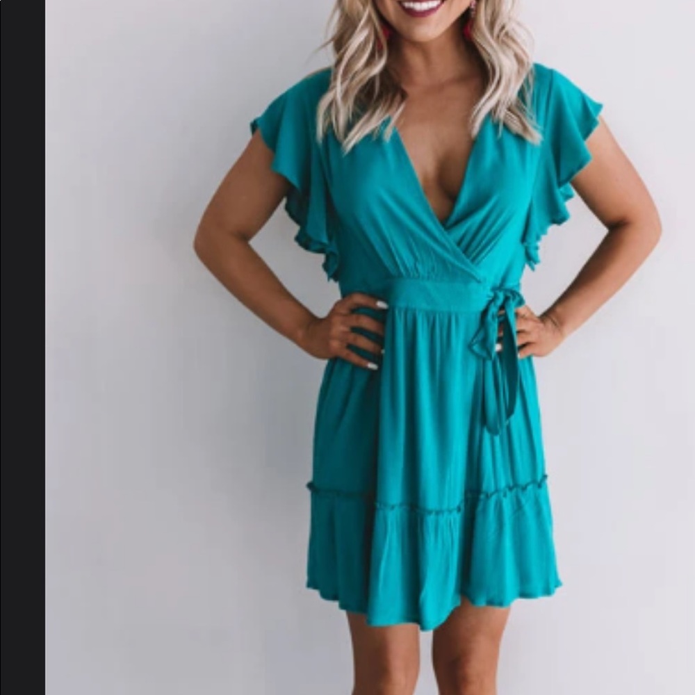 Impressions Boutique Wrap Dress -Turquoise